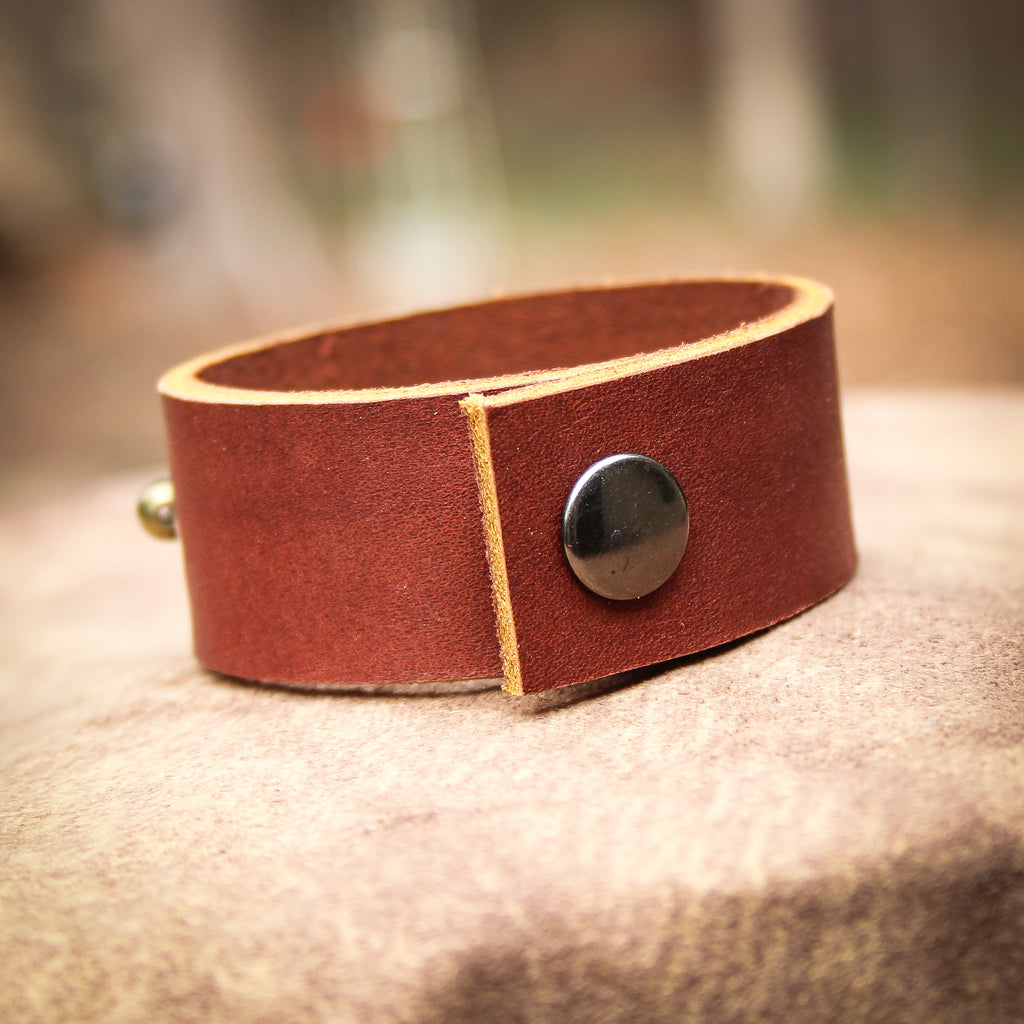 Bold Brass Leather Bracelet 