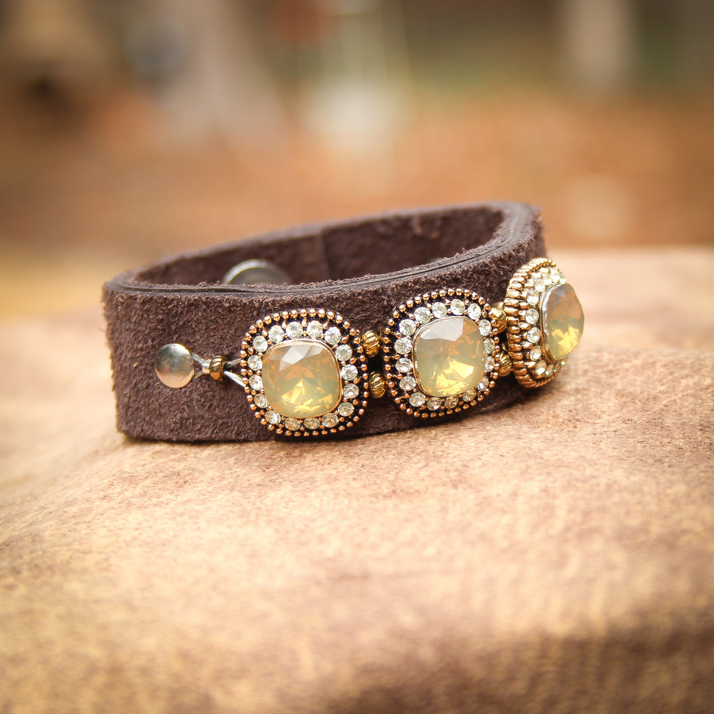 Fancy Peridot Leather Bracelet