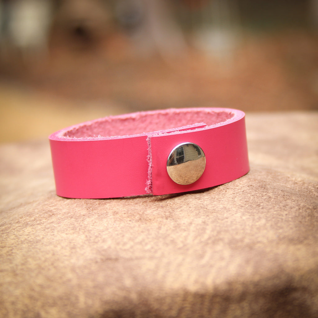 Flowery Pink Leather Bracelet 