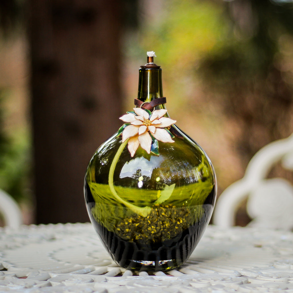 Pure Holiday Elegance (GREEN) Art Glass Oil Lamp3Pure Holiday Elegance (GREEN) Art Glass Oil Lamp