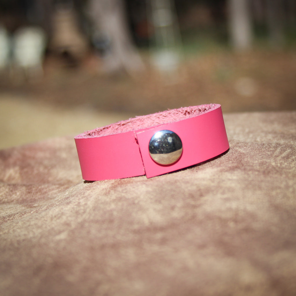 Hot Pink Stunner Leather Bracelet 1