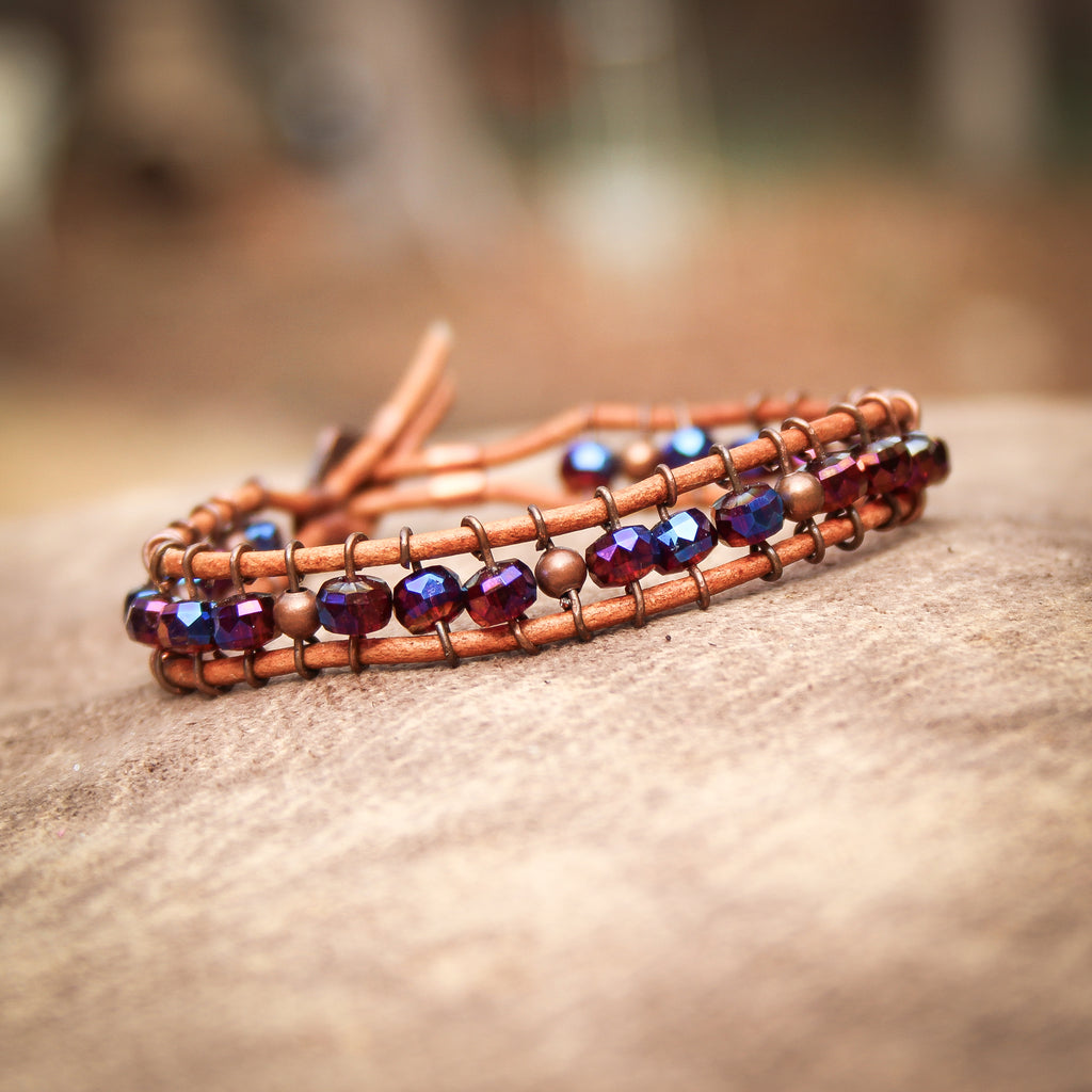 Jeweled Beauty Leather Bracelet