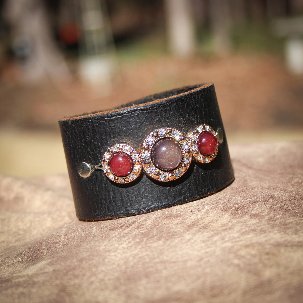 Jeweled Stunner Leather Bracelet 