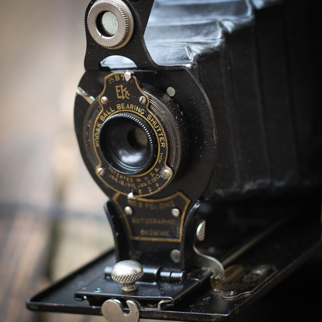 Vintage Edison Desk Lamp: Kodak Autographic Brownie Camera