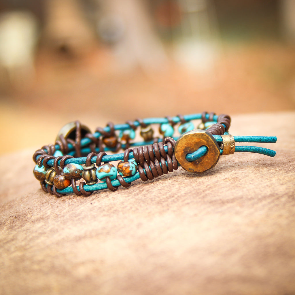 Leather and Turquoise Bracelet