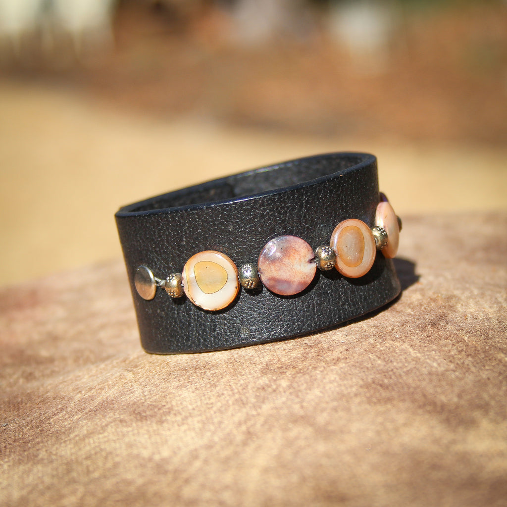 Mother Of Pearl Leather Bracelet