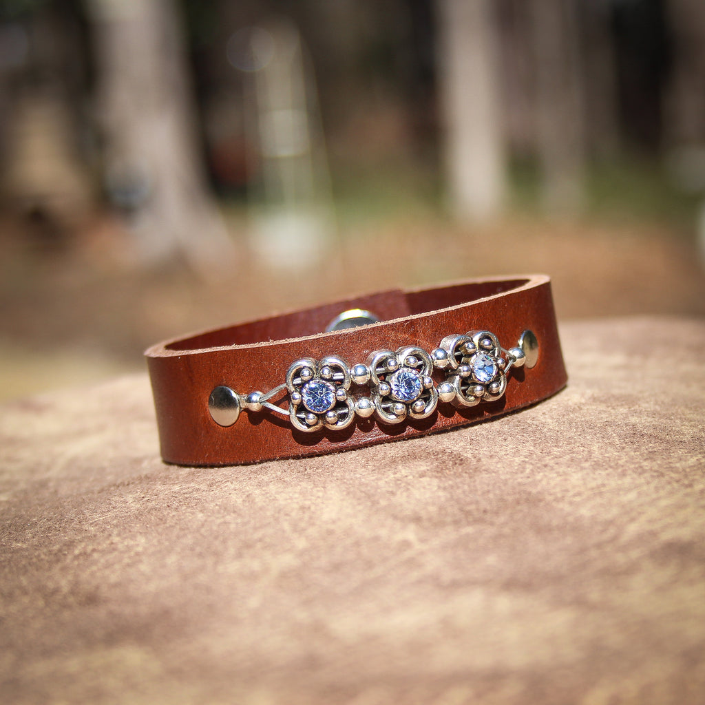 Pretty in Blue Leather Bracelet