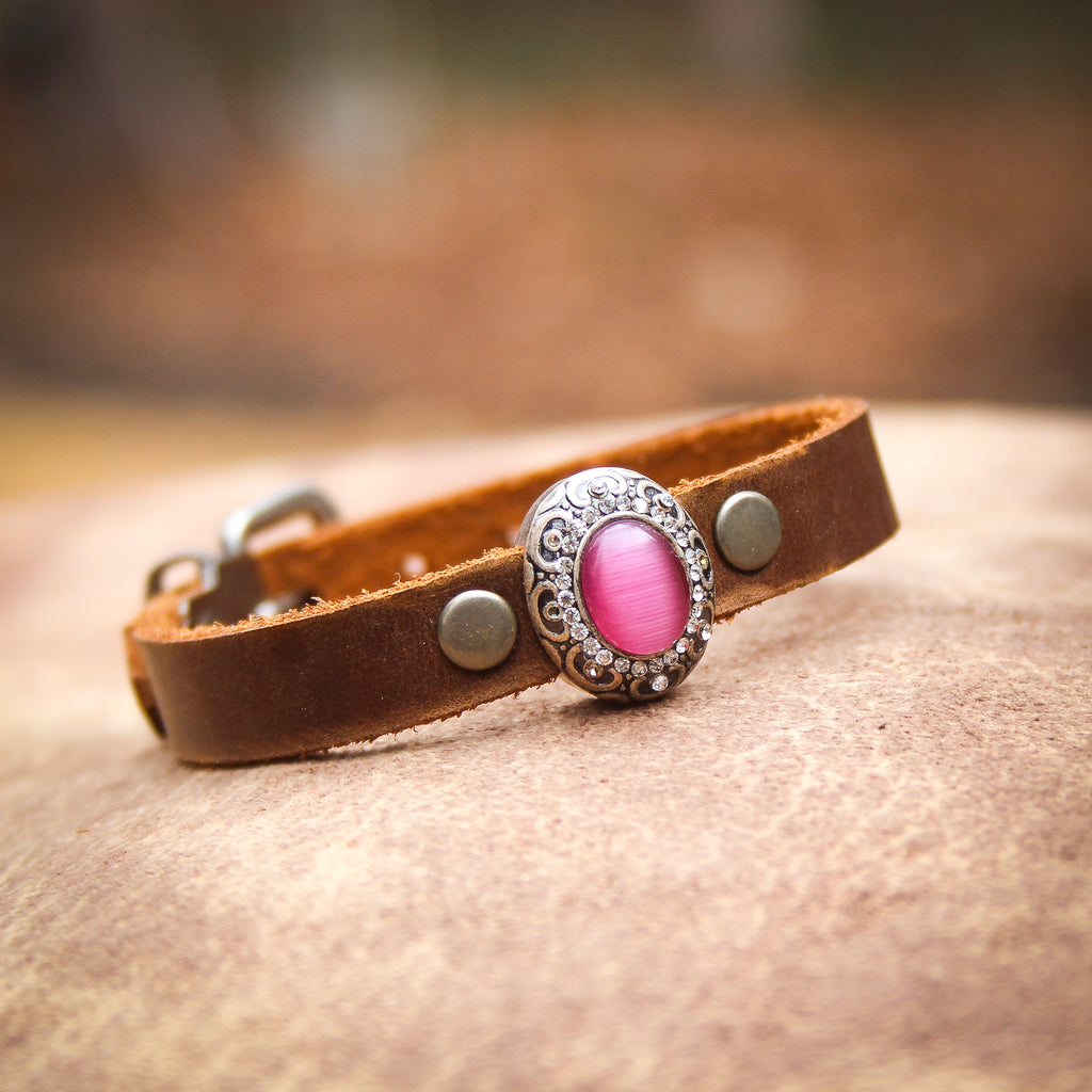 Pretty in Pink Leather Bracelet