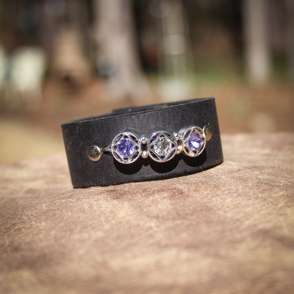 Pretty in Purple (Black)Leather Bracelet