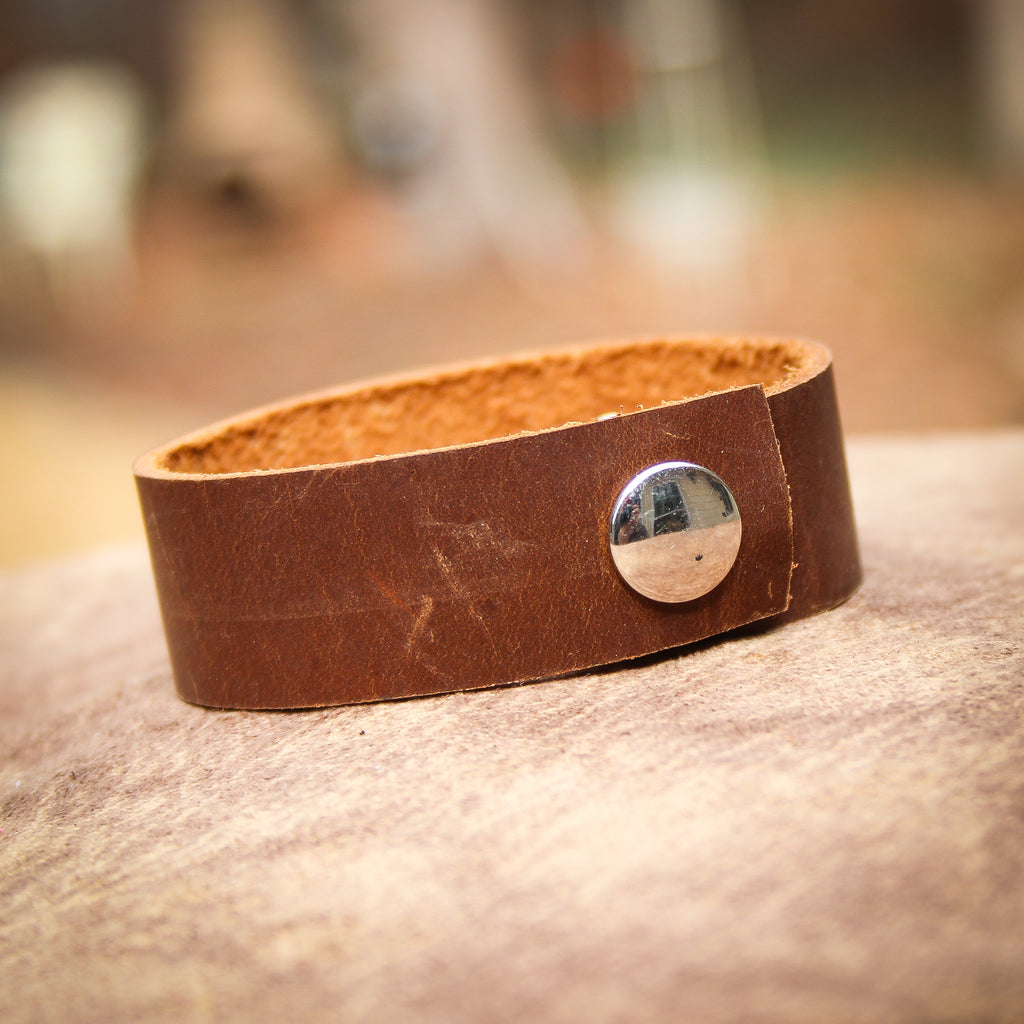 Purple Crystal/Brass Leather Bracelet  2