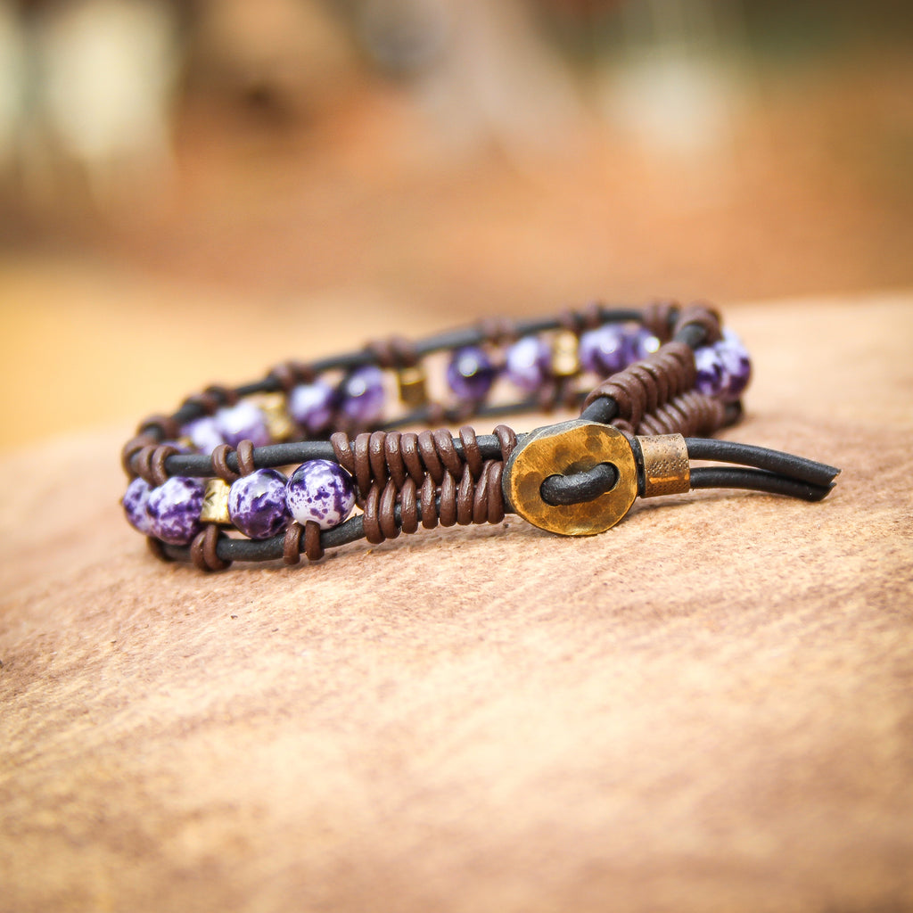 Purple and Brass Bracelet