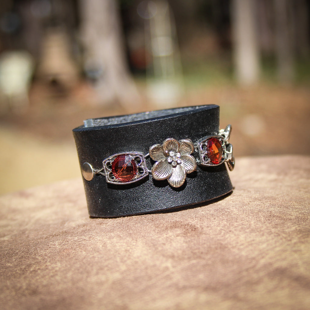 Ruby Delight Leather Bracelet