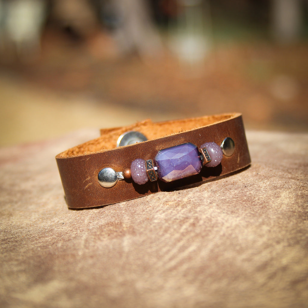 Simply Purple Leather Bracelet