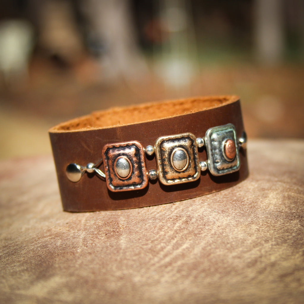 Stunning Mixed Metal Leather Bracelet