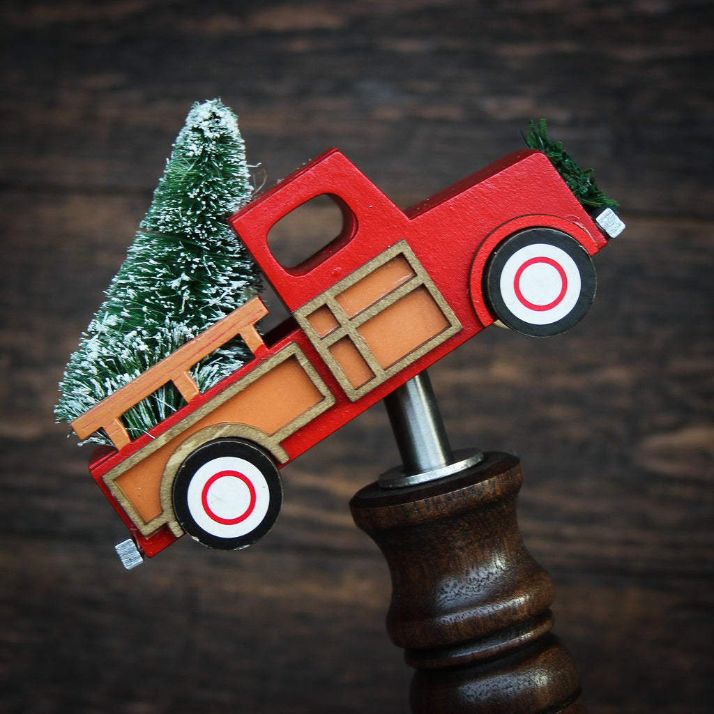 Beer Tap Handle: Red Christmas Truck II - VintageAmerica