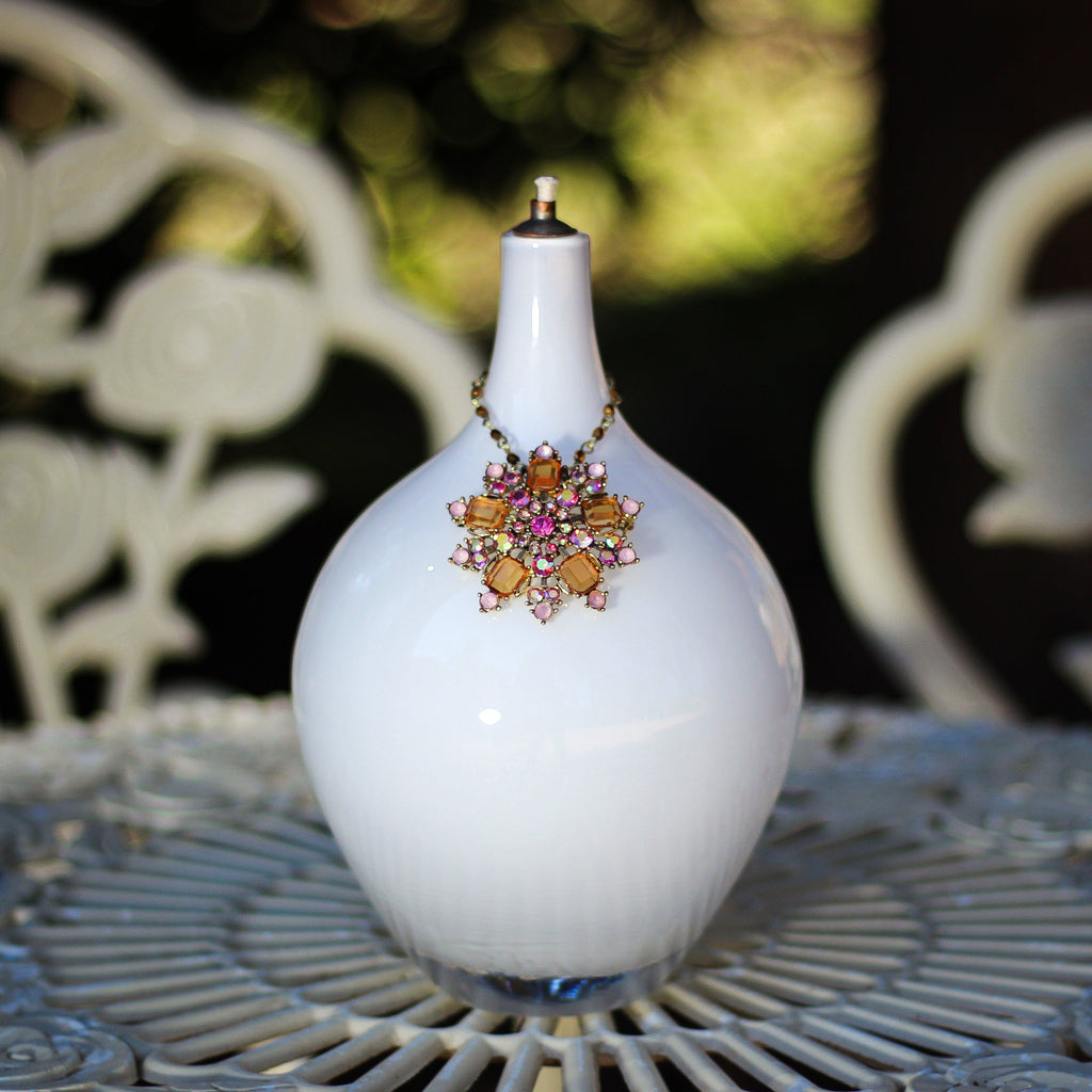 Oil Lamp: Elegant White Oil Lamp - VintageAmerica