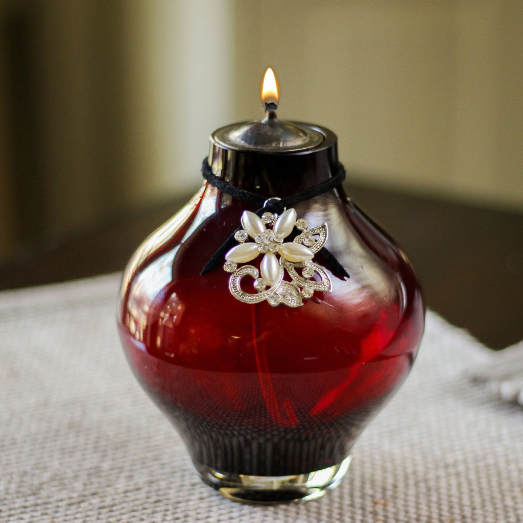 Oil Lamp: Pure Elegance Fancy Ruby Red! - VintageAmerica