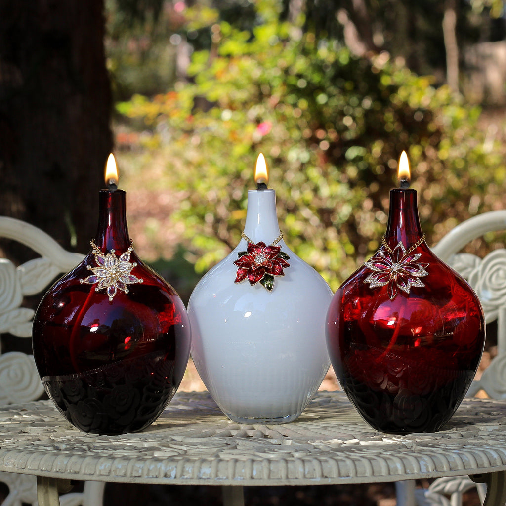 Oil Lamp: Pure Holiday Elegance (RED/Clear Crystal) - VintageAmerica