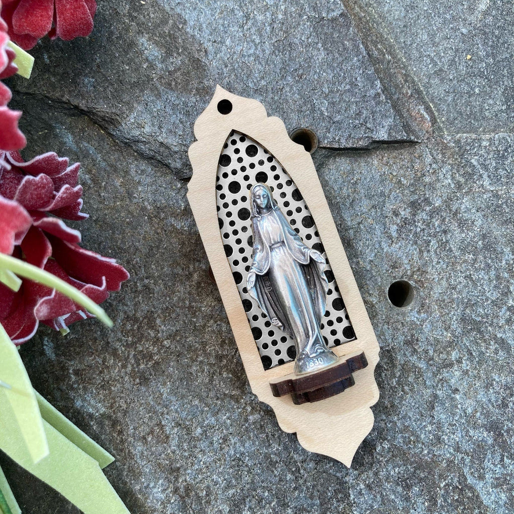 Virgin Mary Personal Shrine (Punched Silver Natural) - VintageAmerica