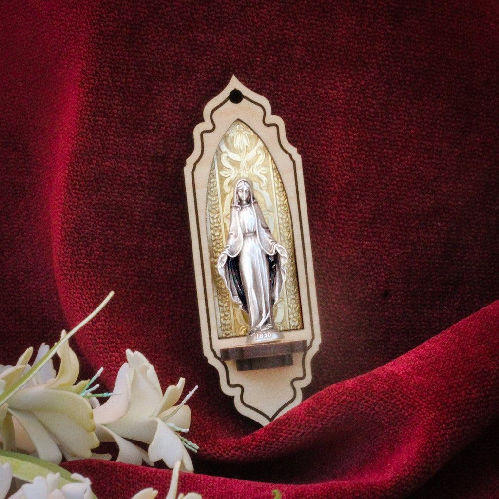 Virgin Mary Personal Shrine (Textured Brass Natural II) - VintageAmerica
