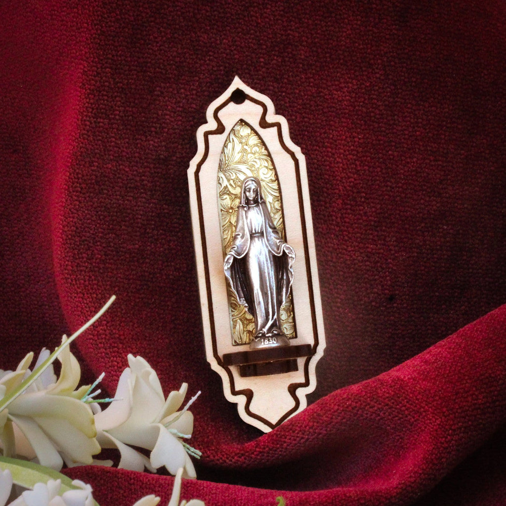 Virgin Mary Personal Shrine (Textured Brass Natural III) - VintageAmerica