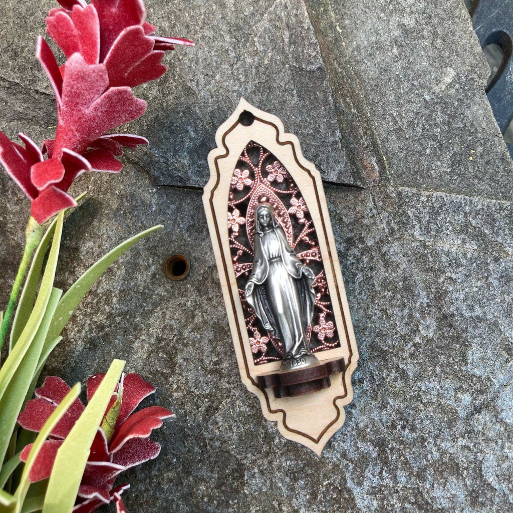 Virgin Mary Personal Shrine (Textured Copper Filagree) - VintageAmerica